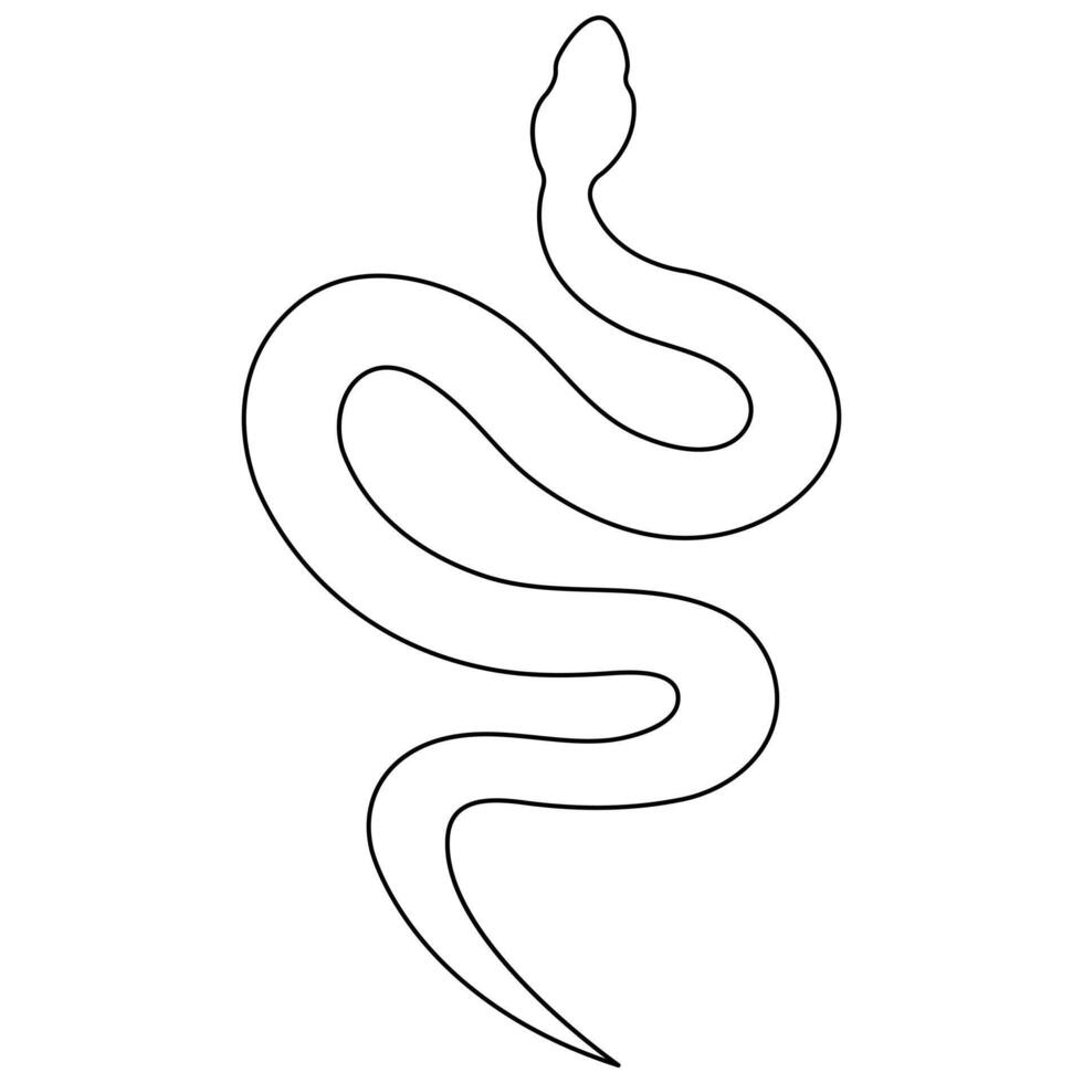 Continuous one line art drawing of venomous snake outline art vector illustration