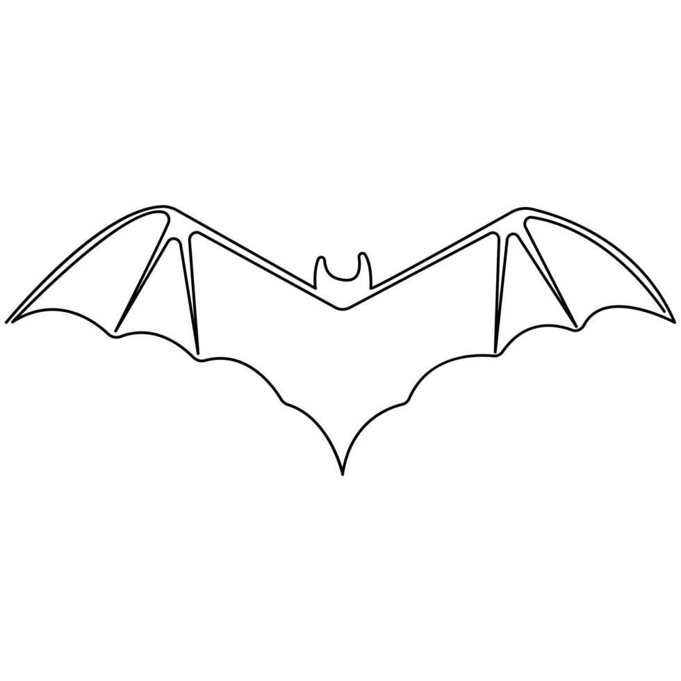 Continuous single line art drawing of cute flying bat for nature lover organization outline vector illustration