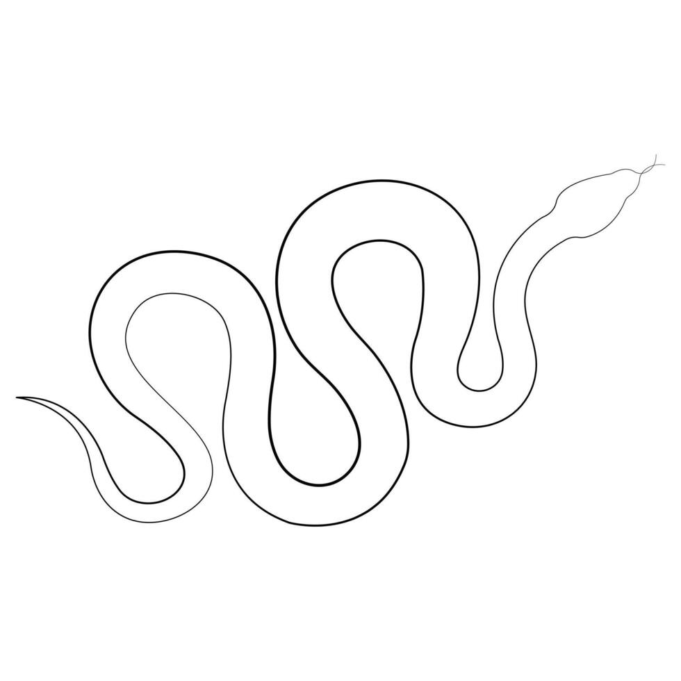 Continuous one line art drawing of venomous snake outline art vector illustration