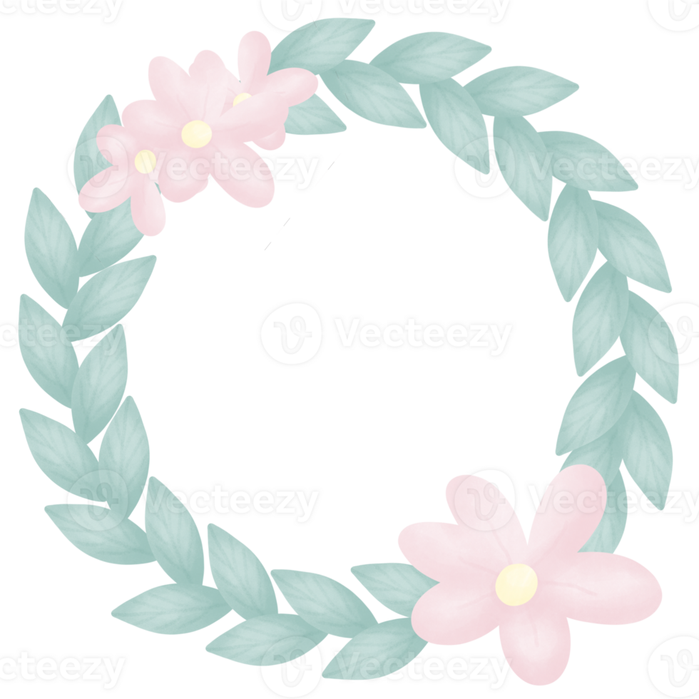 Easter leaf wreath with flower png