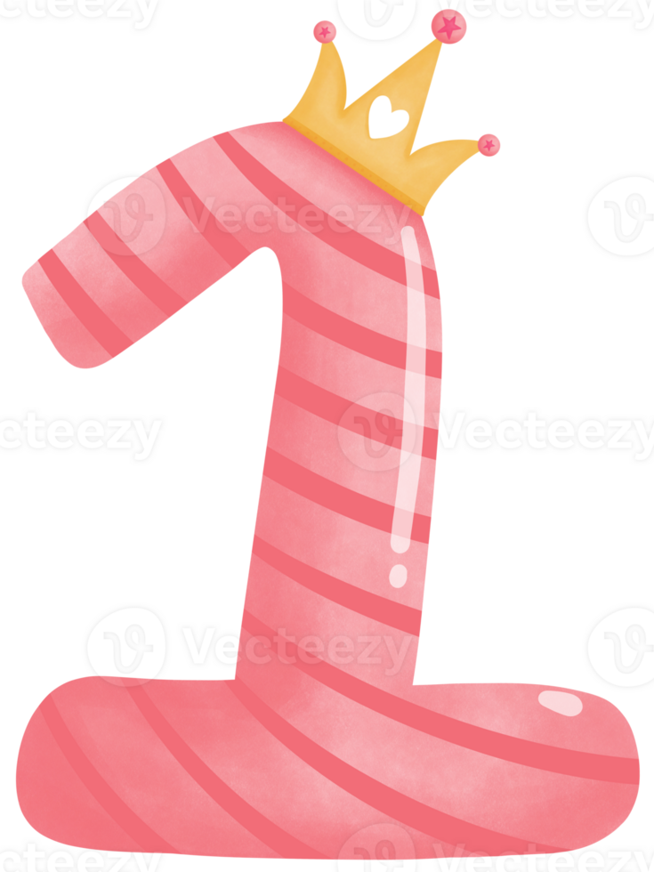 Number one with crown for birthday party png