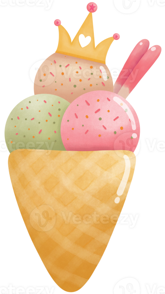 Ice cream with waffle cone png