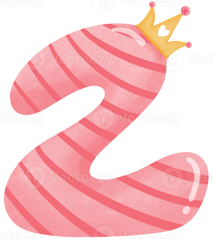 Number two with crown for birthday party png