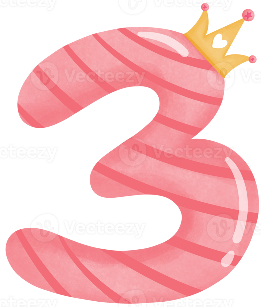 Nummer drei mit Krone zum Geburtstag Party png