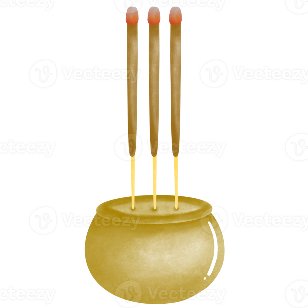 Three incenses with incense pot png