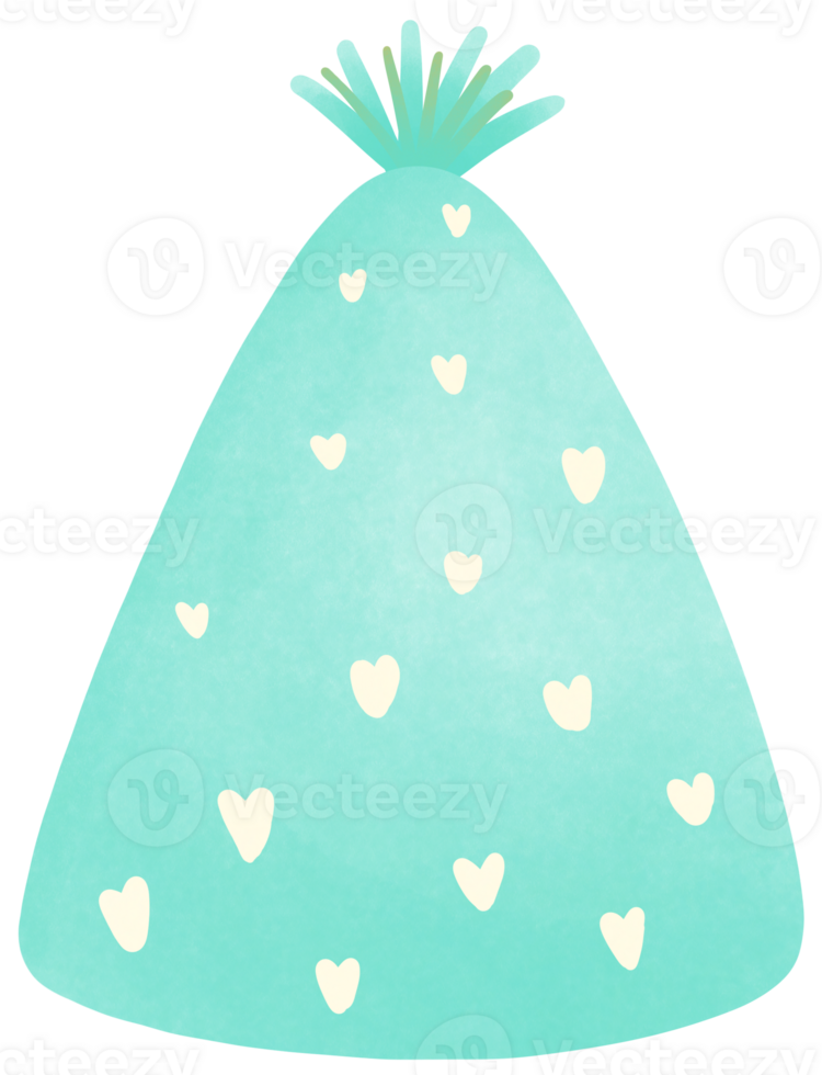 Birthday party hat with heart pattern png