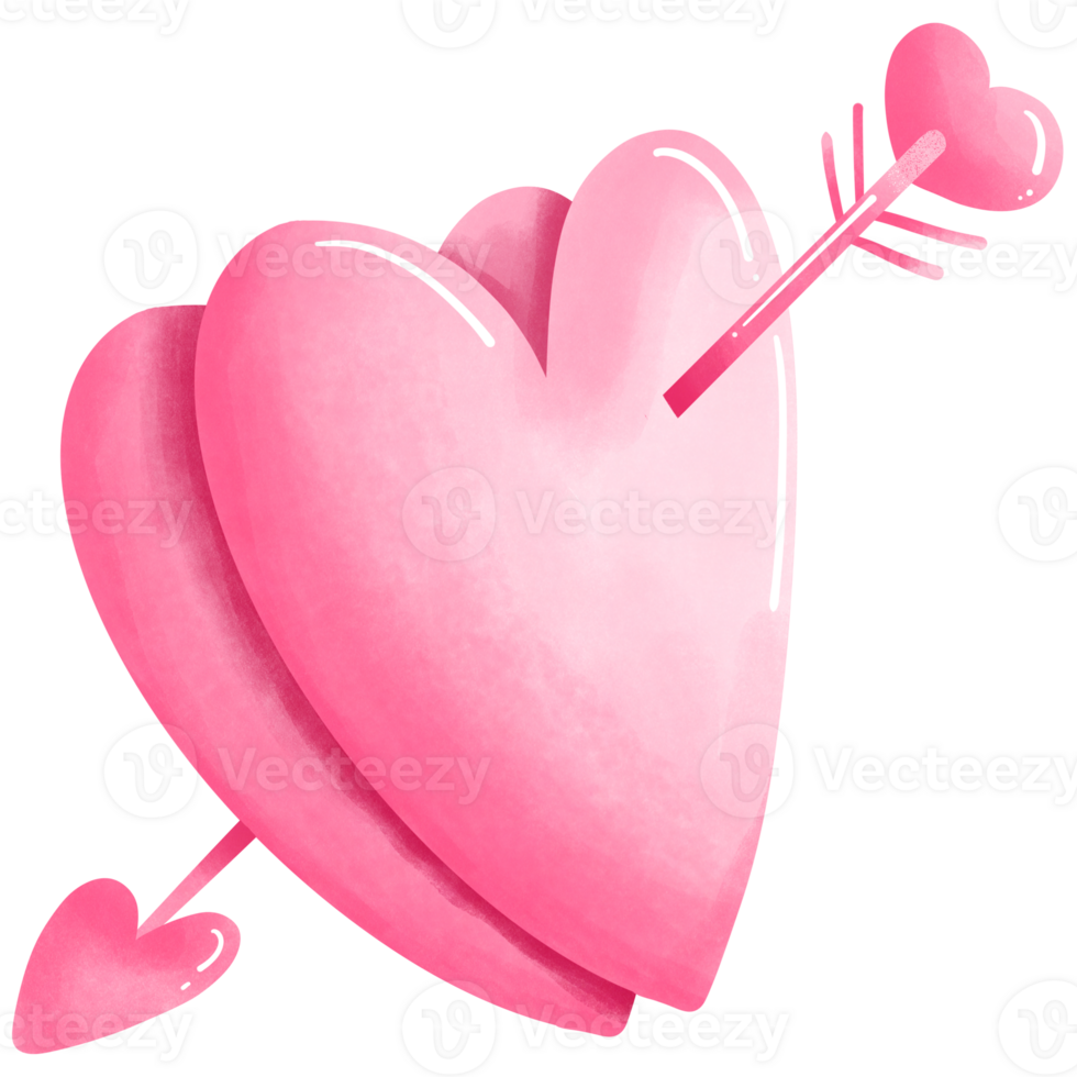 Double hearts with cupid's arrow png