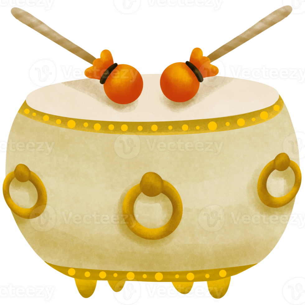 Chinese drum. A drum and sticks used to make a loud sound, Celebrating Chinese New Year png