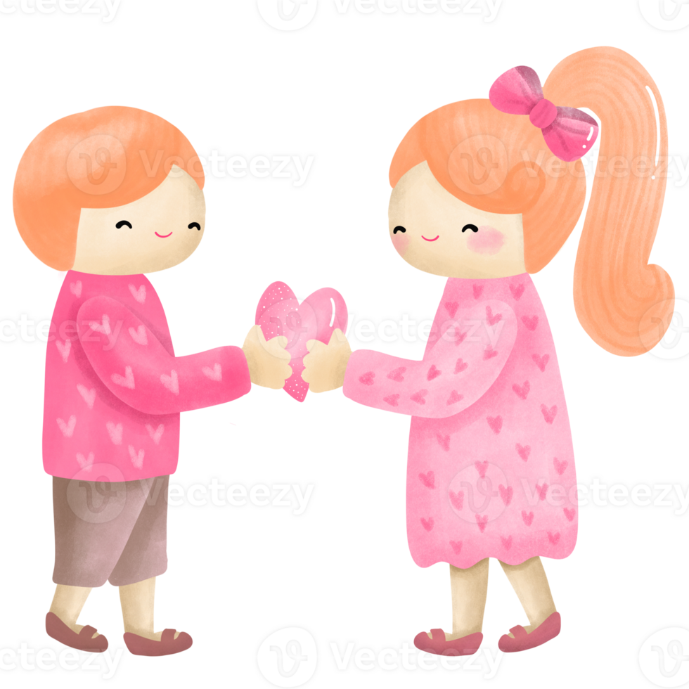 The boy give heart to the girl, sweet for Valentine's day png