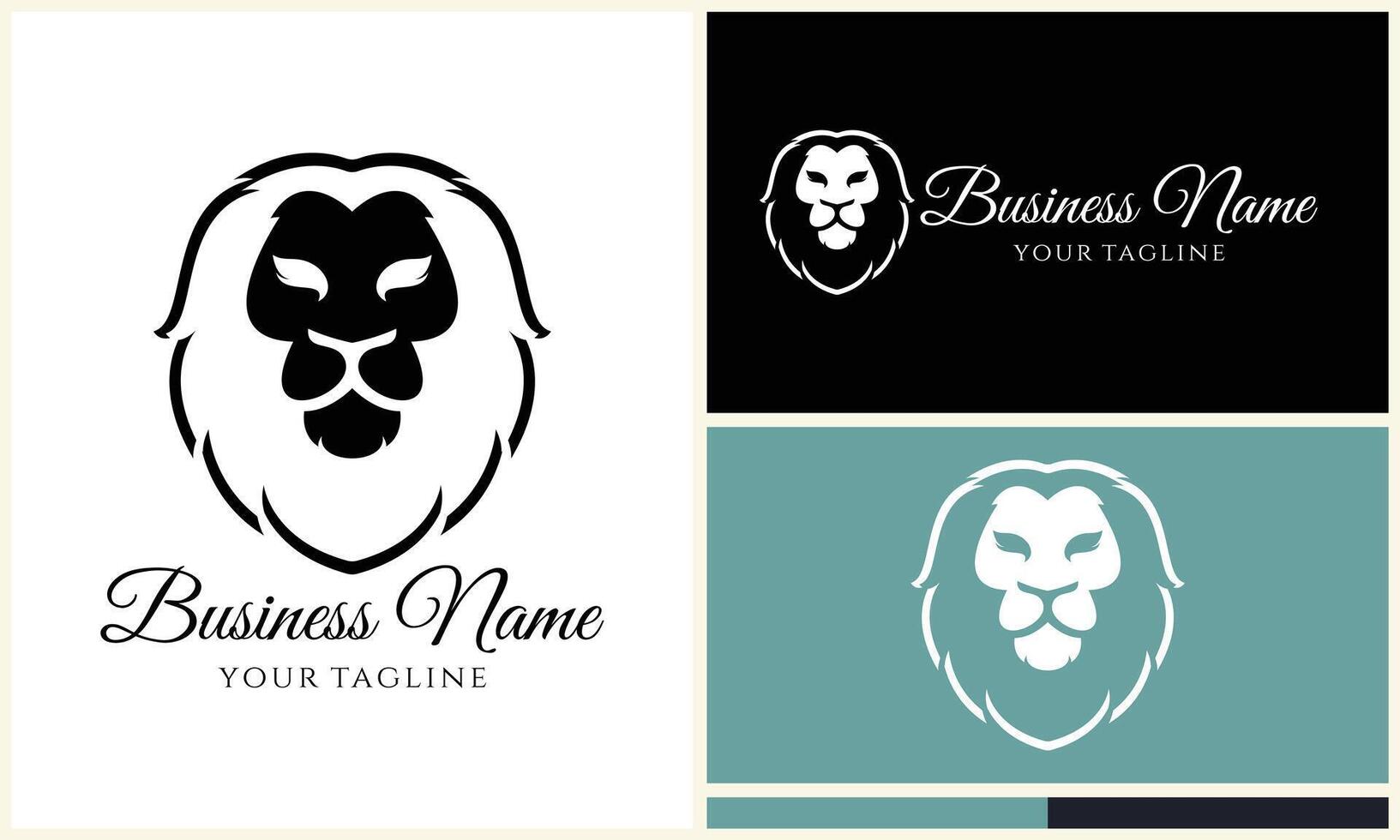 silhouette lion head logo template vector
