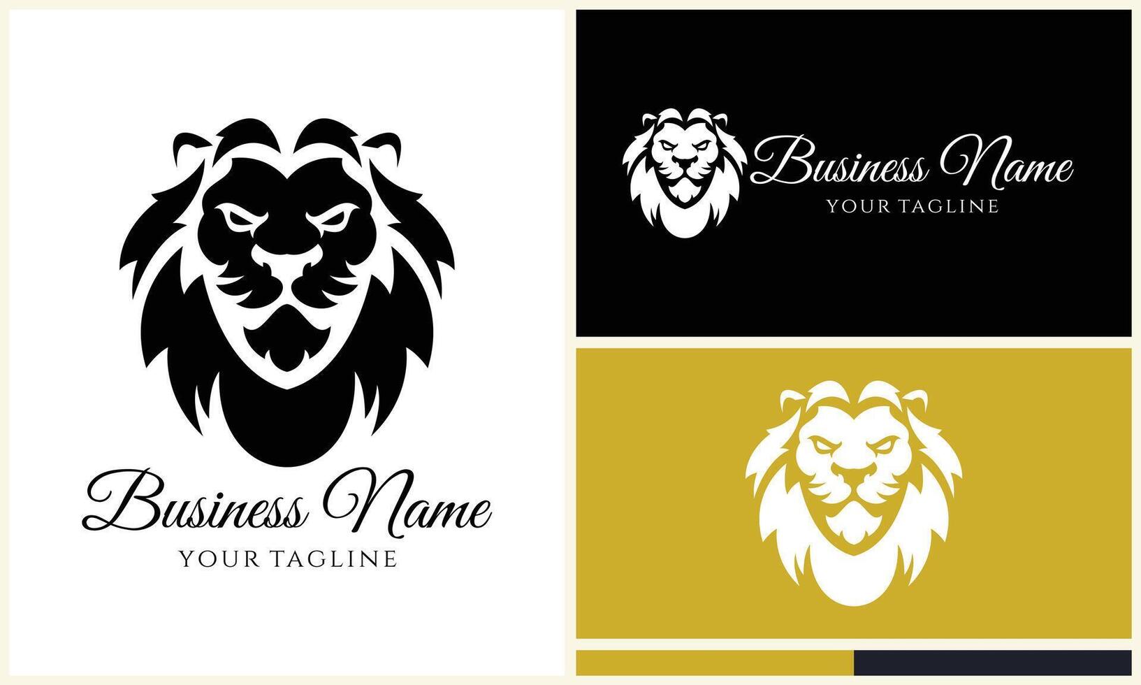 silhouette lion head logo template vector