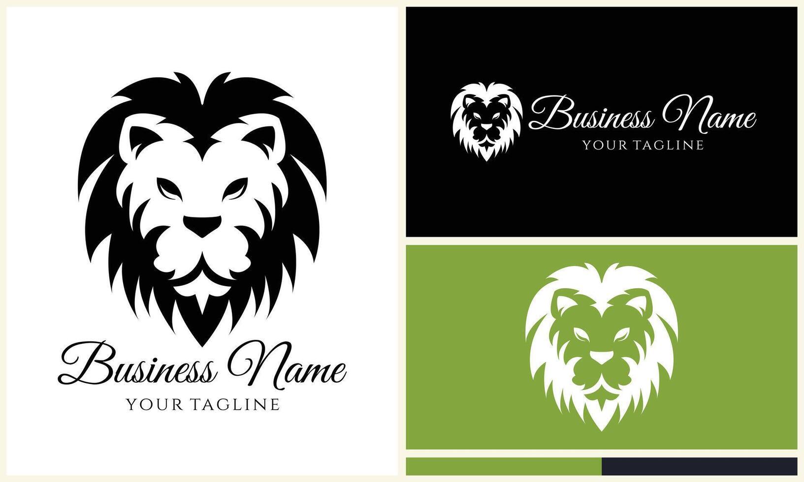 silhouette lion head logo template vector