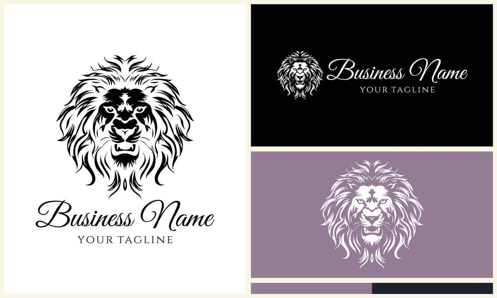 silhouette lion head logo template vector