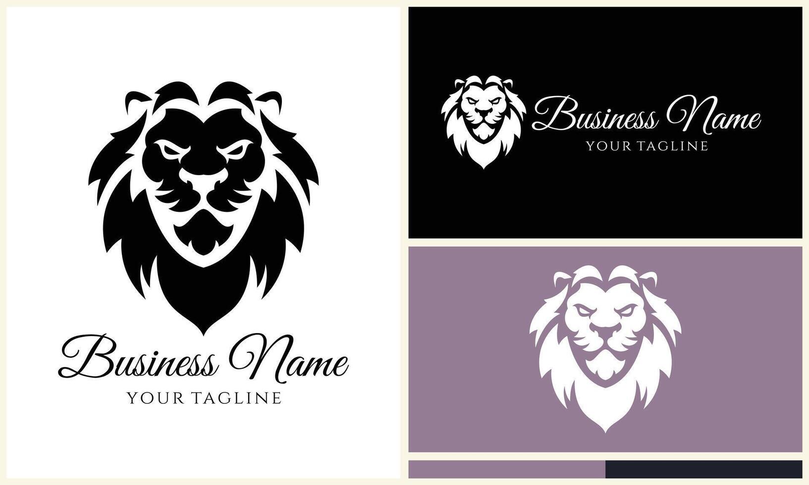 silhouette lion head logo template vector