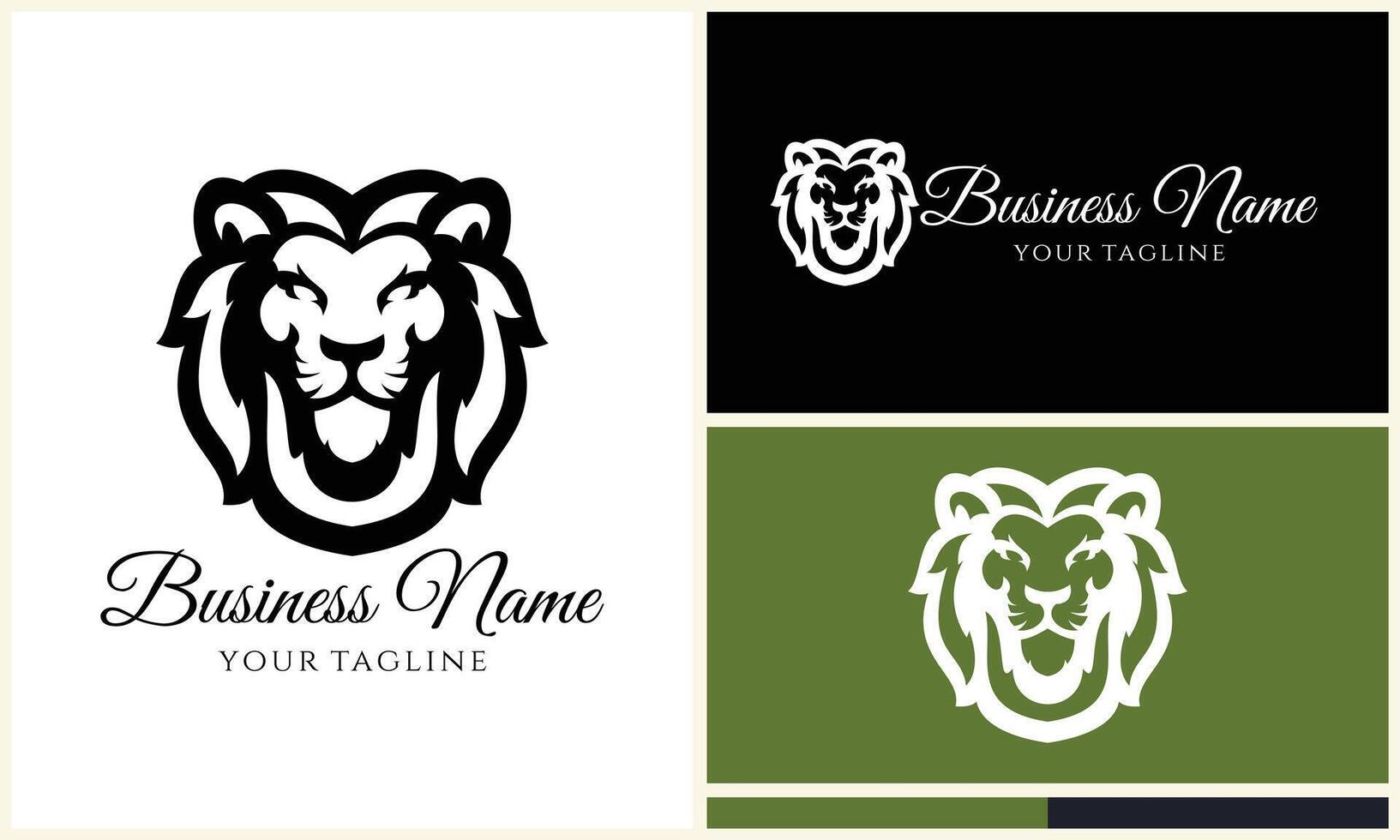 silhouette lion head logo template vector