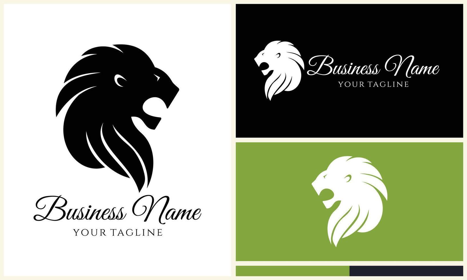 silhouette lion head logo template vector