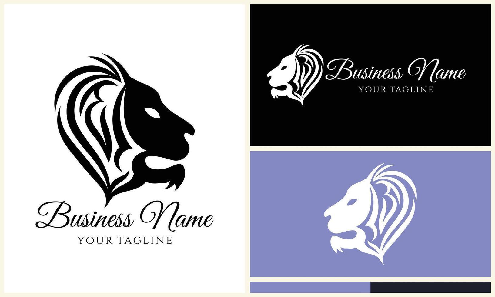 silhouette lion head logo template vector