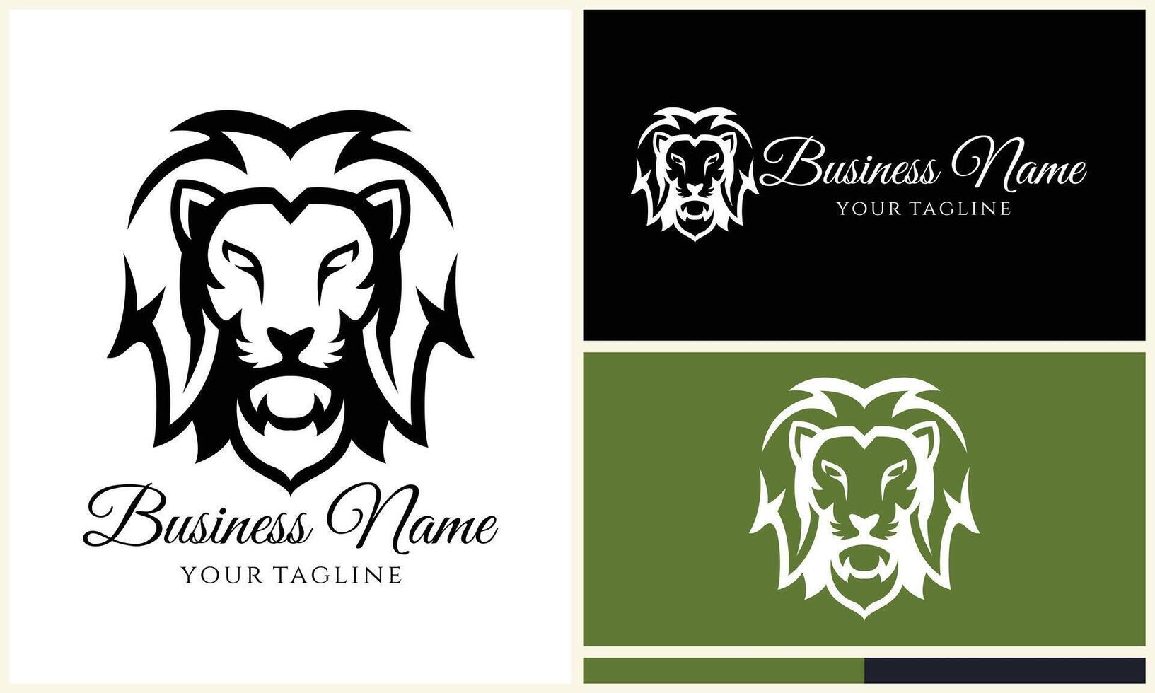 silhouette lion head logo template vector