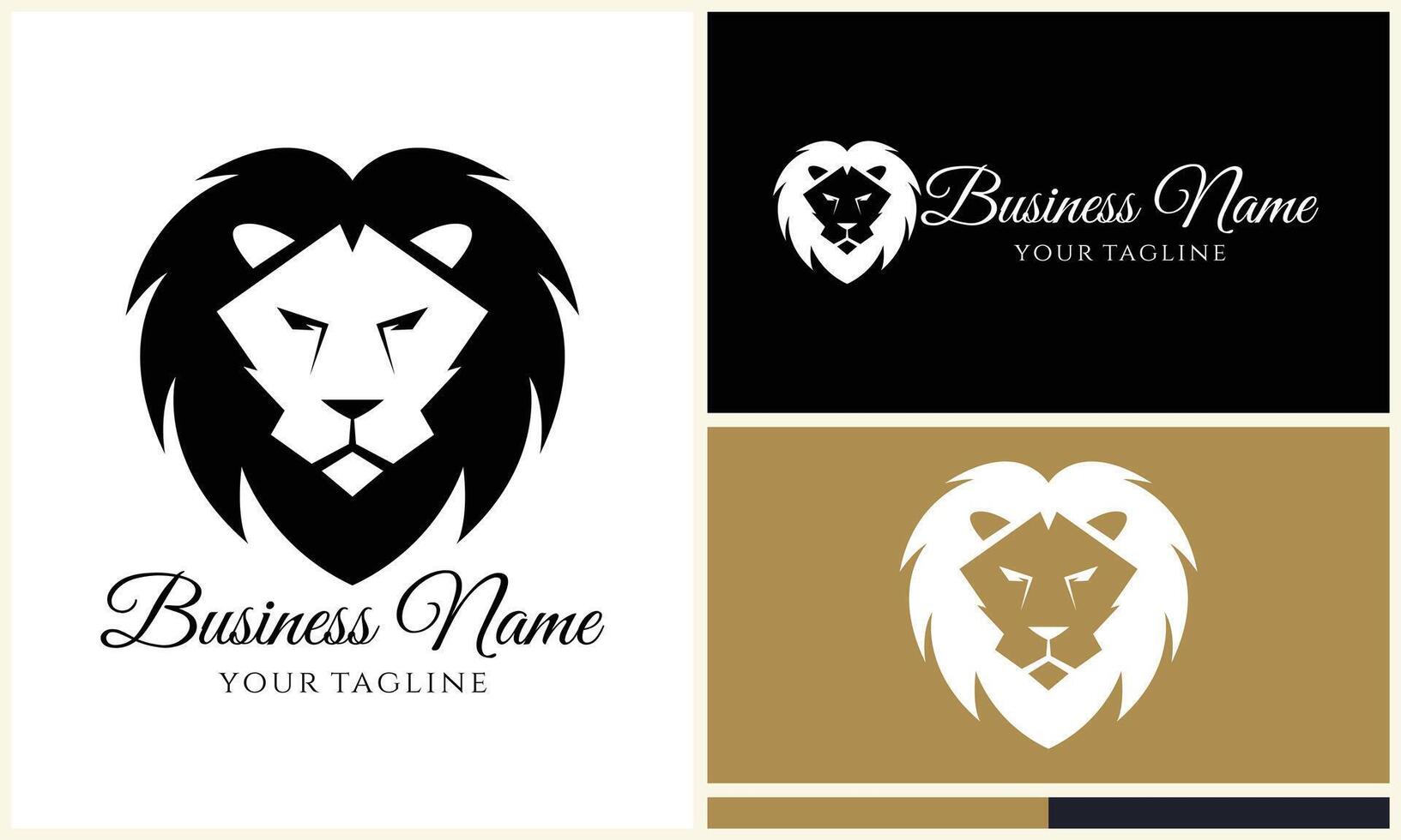 silhouette lion head logo template vector