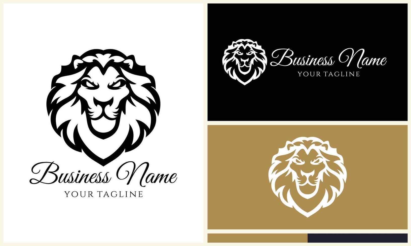 silhouette lion head logo template vector