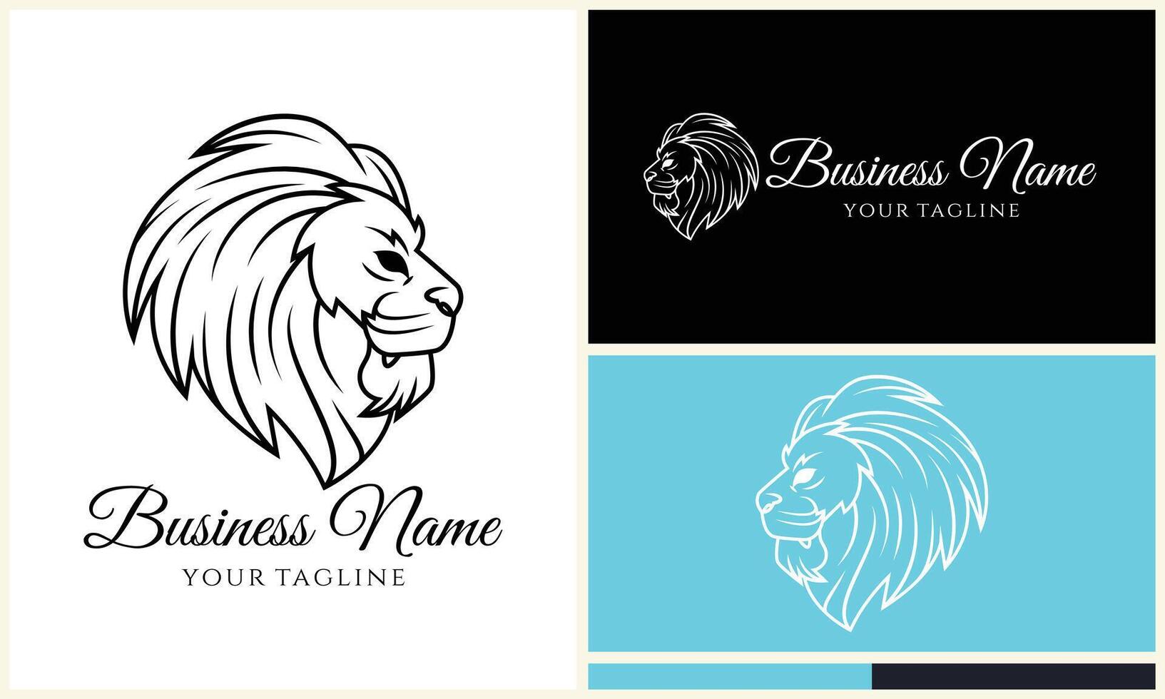 silhouette lion head logo template vector