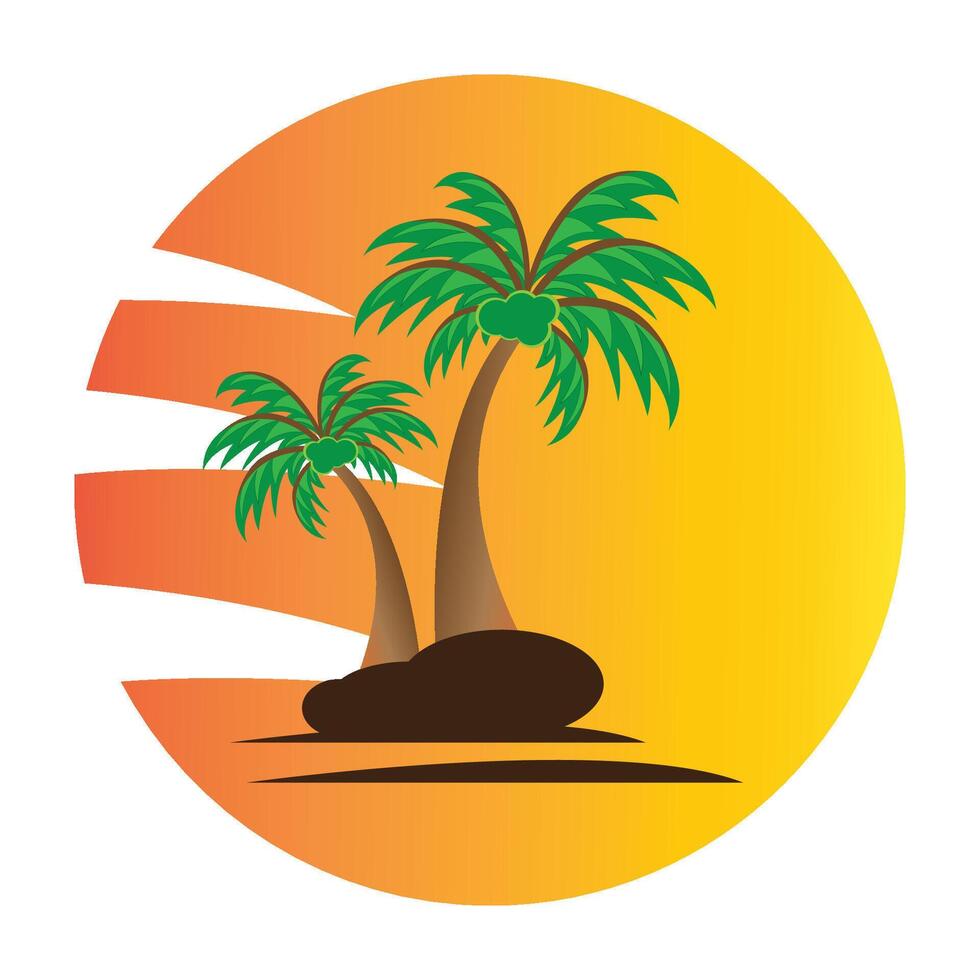 coconut tree icon logo vector design template