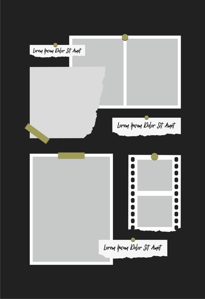 Pictures or photos frame collage. comics page grid layout abstract photo frames and digital photo wall template vector