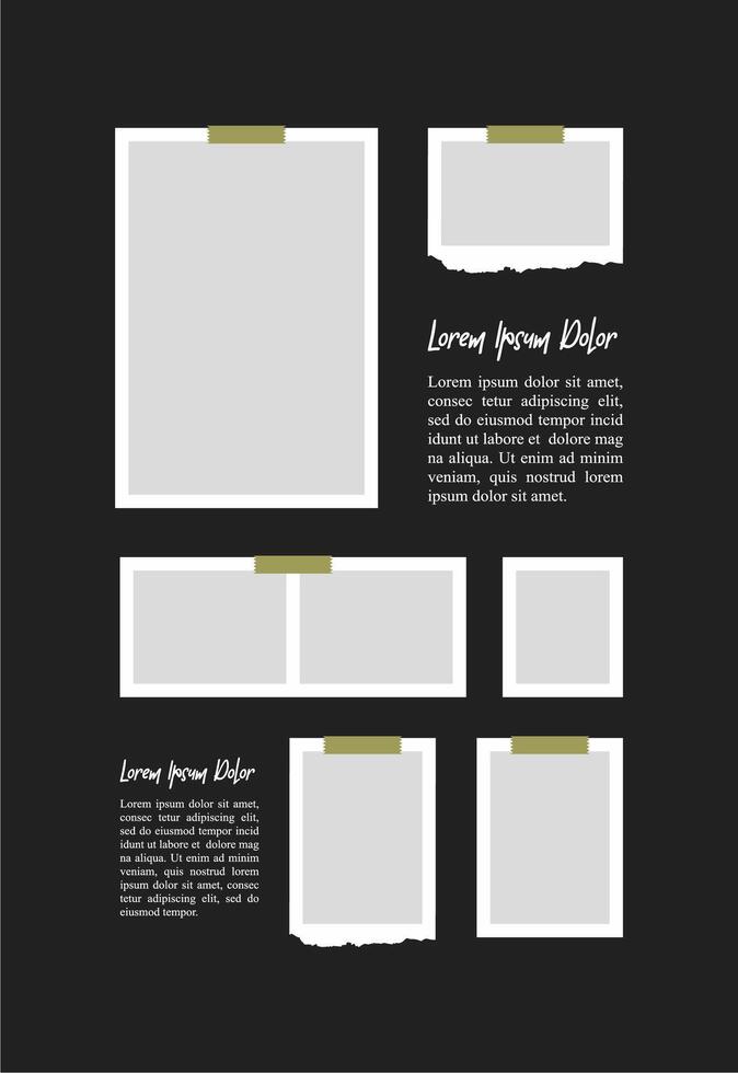 Pictures or photos frame collage. comics page grid layout abstract photo frames and digital photo wall template vector