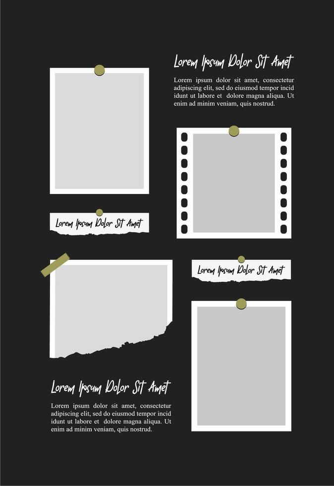 Pictures or photos frame collage. comics page grid layout abstract photo frames and digital photo wall template vector