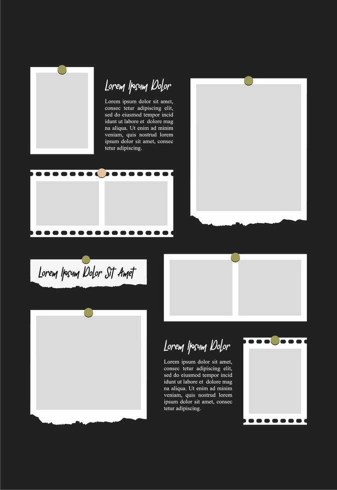 Pictures or photos frame collage. comics page grid layout abstract photo frames and digital photo wall template vector