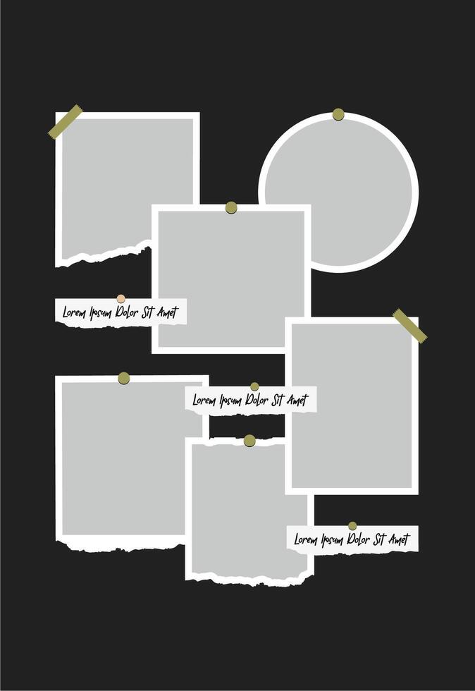 Pictures or photos frame collage. comics page grid layout abstract photo frames and digital photo wall template vector