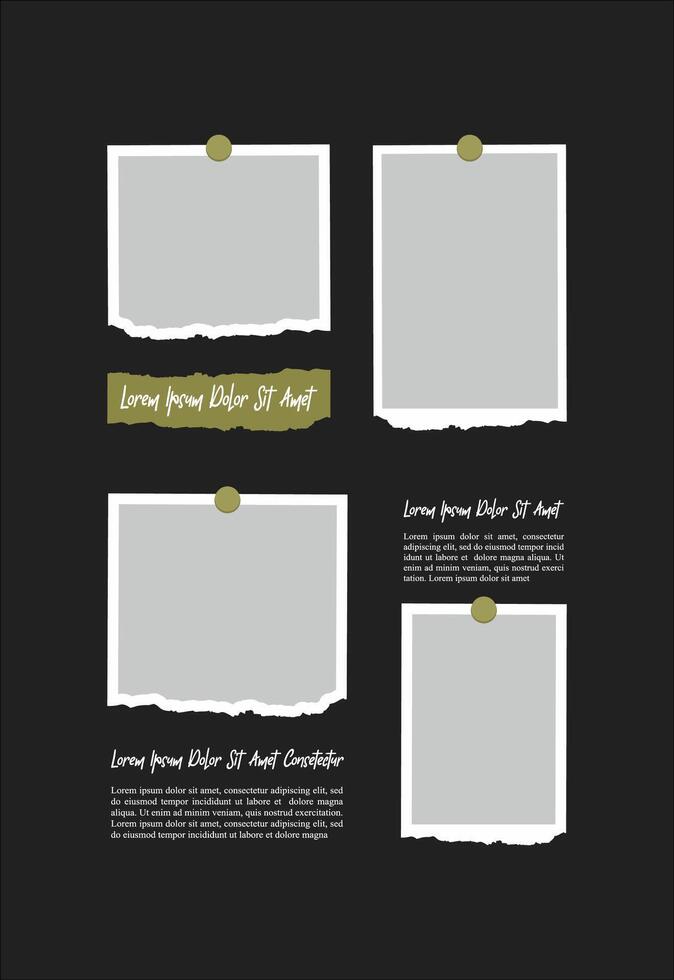 Pictures or photos frame collage. comics page grid layout abstract photo frames and digital photo wall template vector