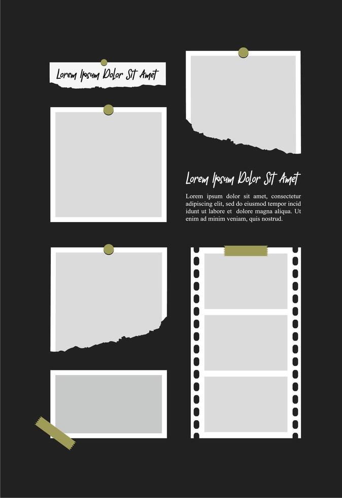 Pictures or photos frame collage. comics page grid layout abstract photo frames and digital photo wall template vector