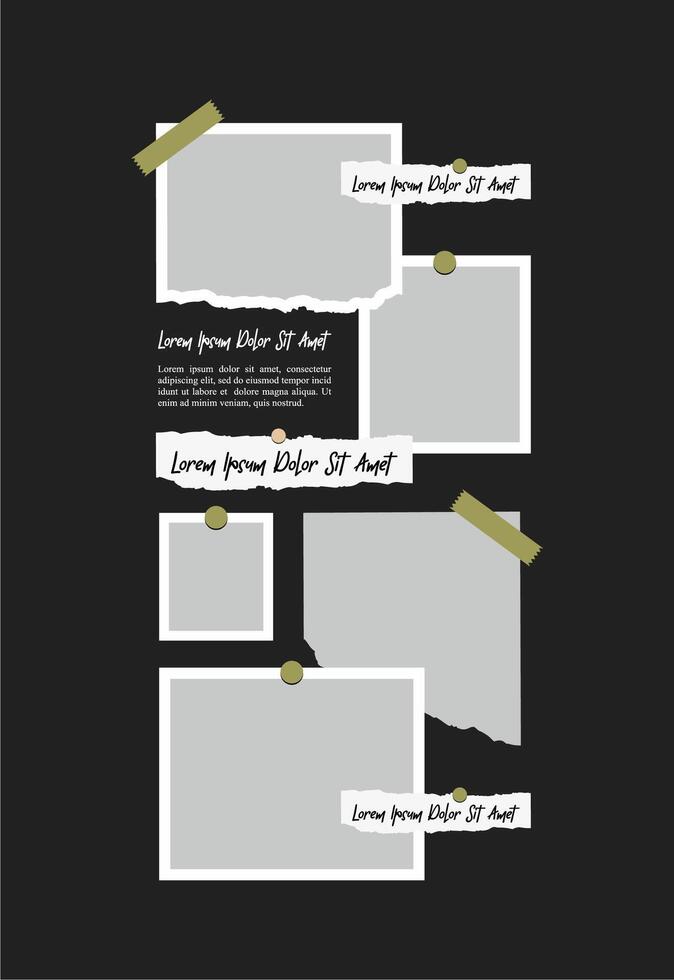 Pictures or photos frame collage. comics page grid layout abstract photo frames and digital photo wall template vector