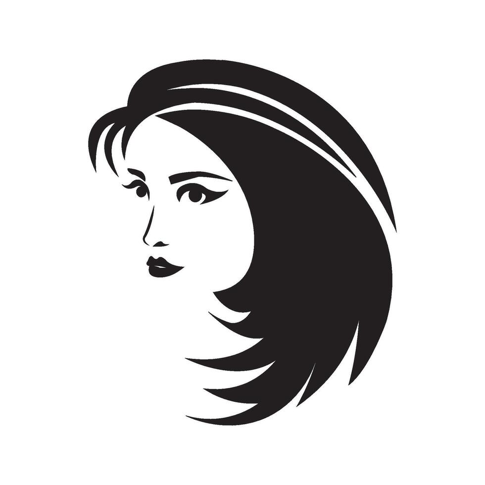 female face icon logo vector design template