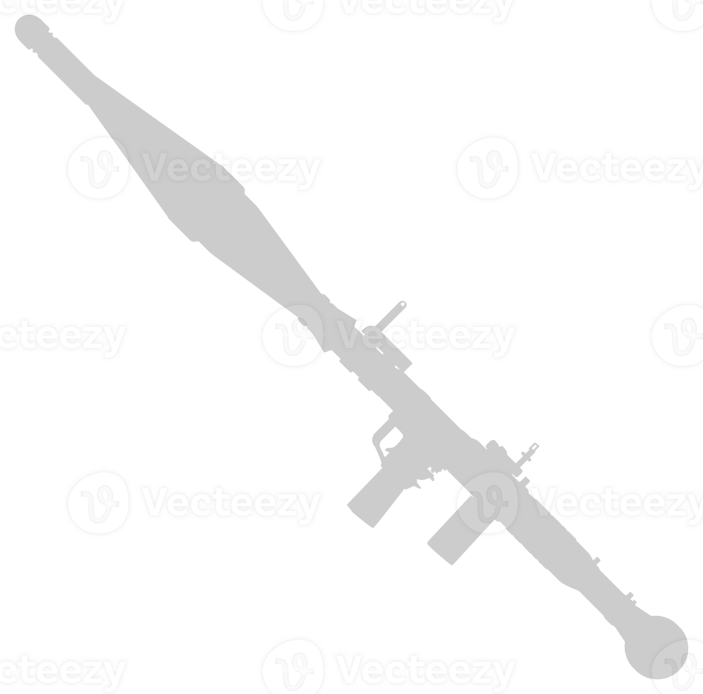 Silhouette of the Bazooka or Rocket Launcher Weapon, also known as Rocket Propelled Grenade or RPG, Flat Style, can use for Art Illustration, Pictogram, Website, Infographic or Graphic Design Element png