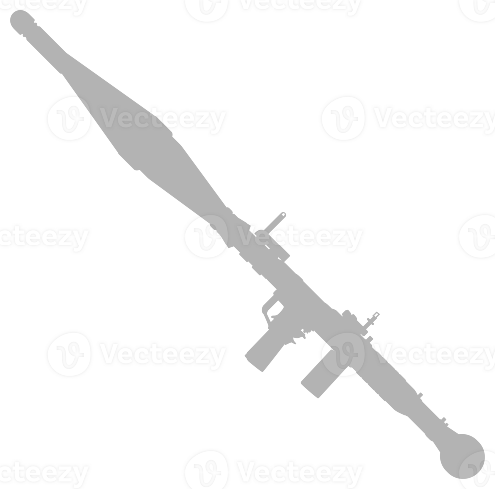 Silhouette von das Bazooka oder Rakete Startprogramm Waffe, ebenfalls bekannt wie Rakete angetrieben Granate oder Rollenspiel, eben Stil, können verwenden zum Kunst Illustration, Piktogramm, Webseite, Infografik oder Grafik Design Element png