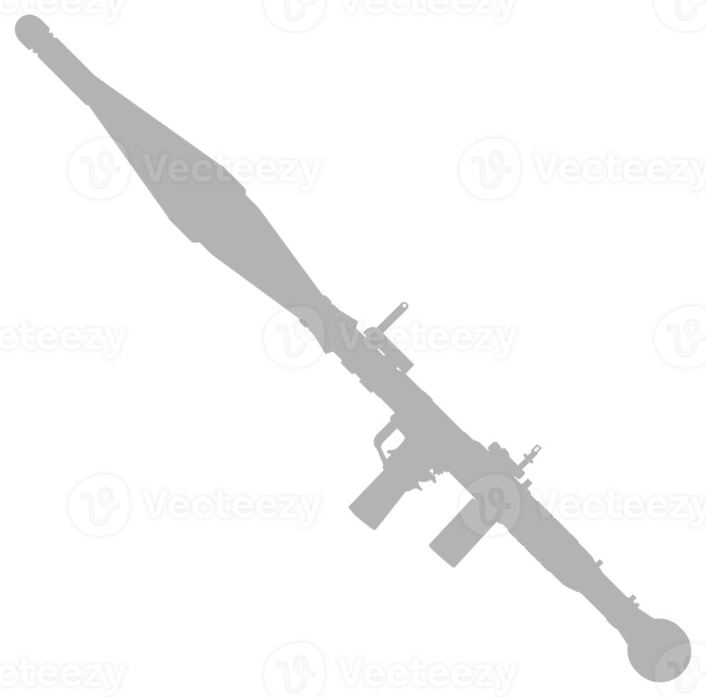 Silhouette of the Bazooka or Rocket Launcher Weapon, also known as Rocket Propelled Grenade or RPG, Flat Style, can use for Art Illustration, Pictogram, Website, Infographic or Graphic Design Element png