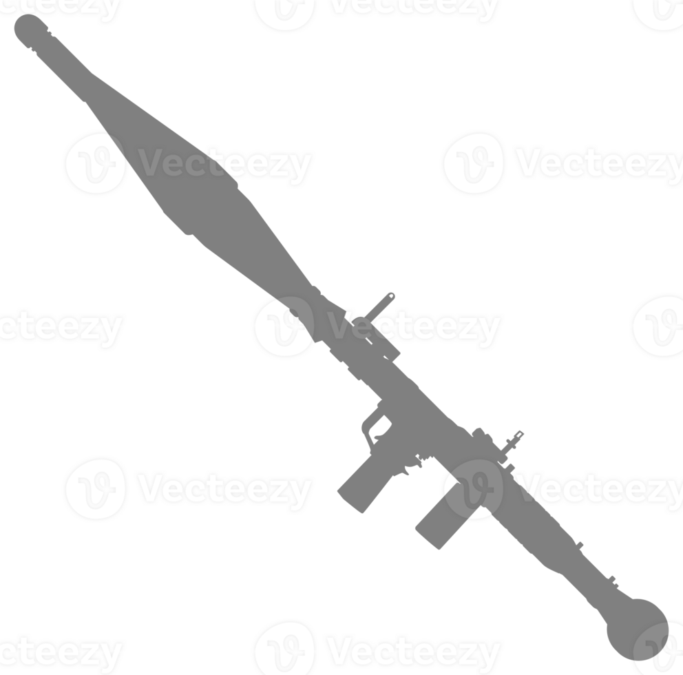 silhuett av de bazooka eller raket bärraket vapen, också känd som raket drivs granat eller rpg, platt stil, kan använda sig av för konst illustration, piktogram, hemsida, infographic eller grafisk design element png