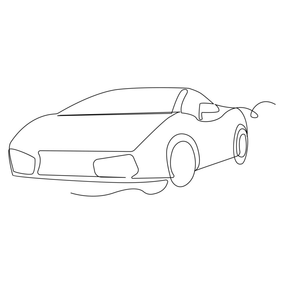 Car Single continuous line art drawing elegant race car vector art illustration design