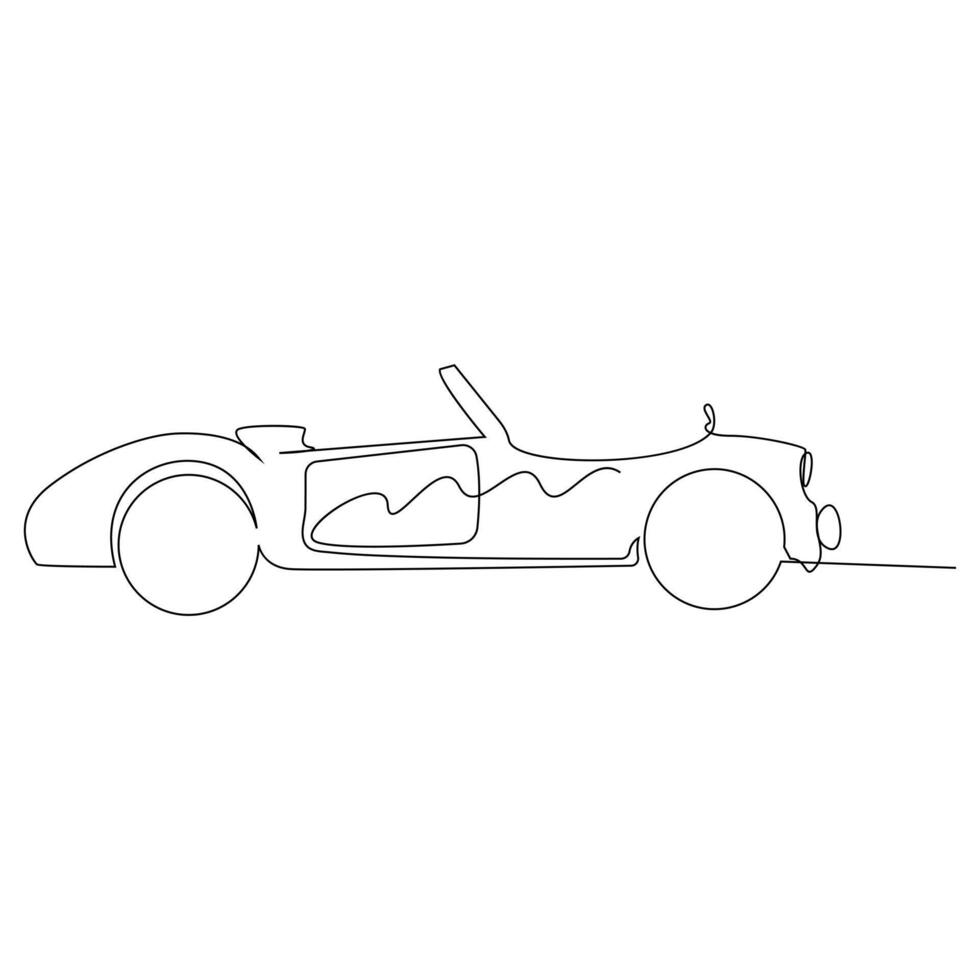 Car Single continuous line art drawing elegant race car vector art illustration design
