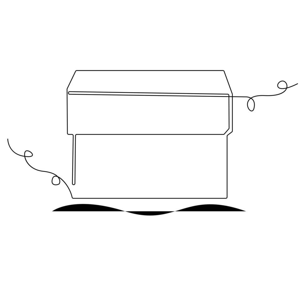 Continuous one line drawing of opened donation box minimalist concept of help support and volunteer activity in simple art drawing and illustration vector