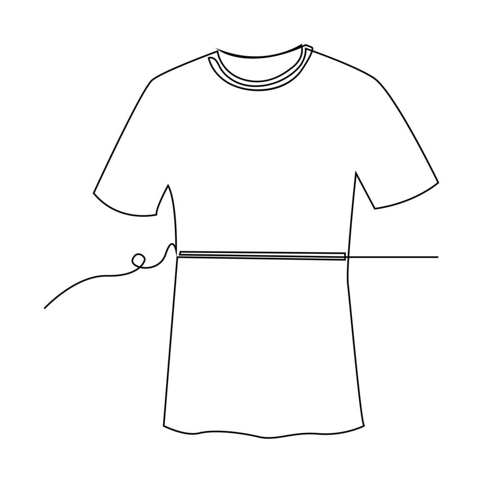 T shirt clothes continuous single line outline vector art drawing and simple one line shirt minimalist design