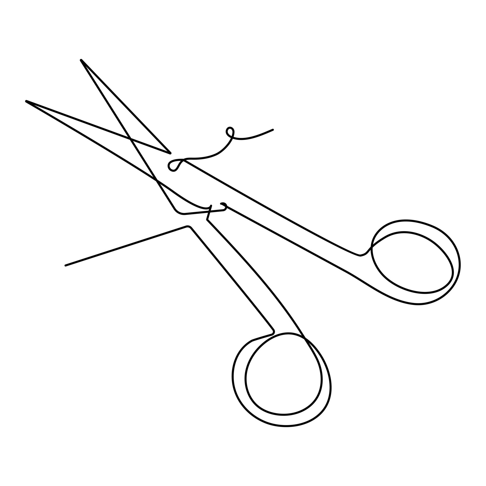 continuous single line drawing of scissors art drawing and illustration