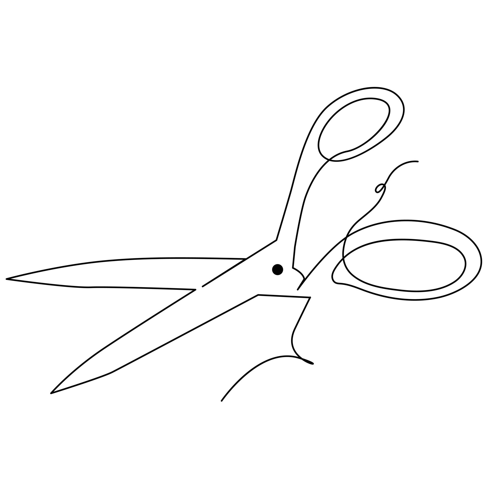 continuous single line drawing of scissors art drawing and illustration