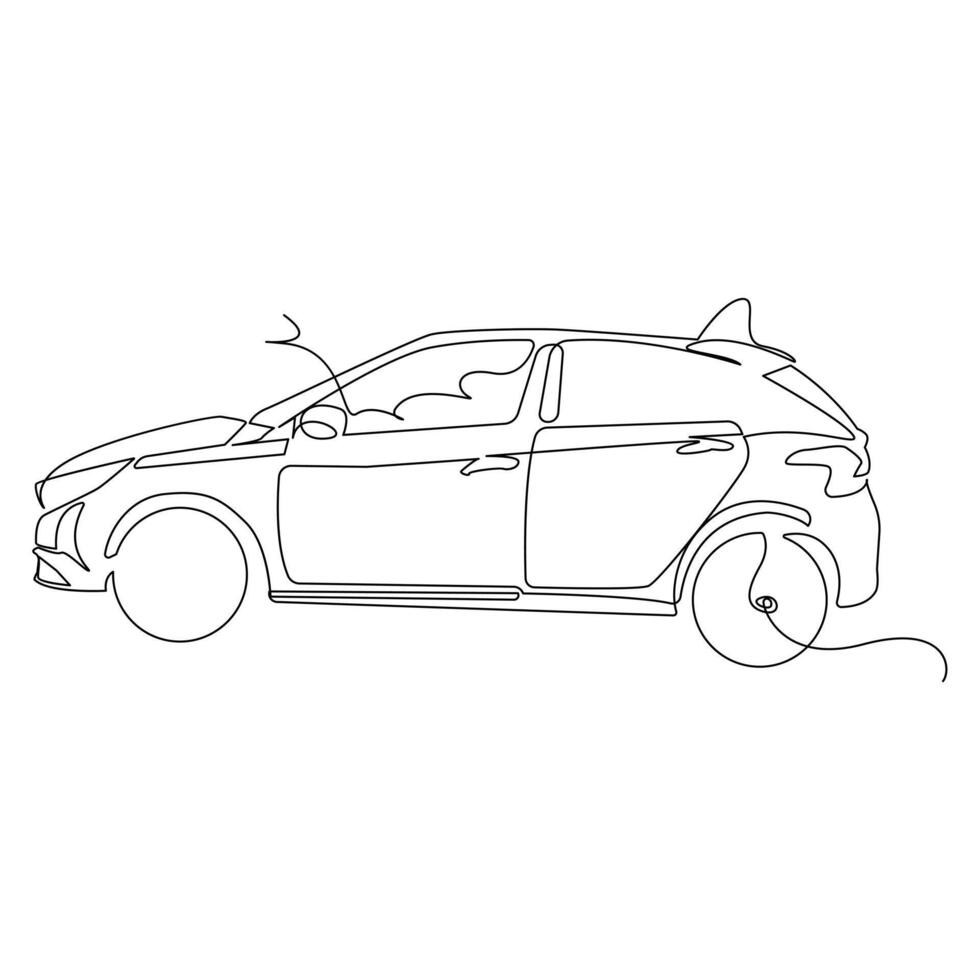 Car Single continuous line art drawing elegant race car vector art illustration design