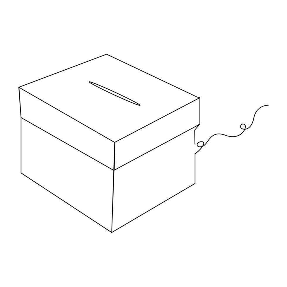 Continuous one line drawing of opened donation box minimalist concept of help support and volunteer activity in simple art drawing and illustration vector