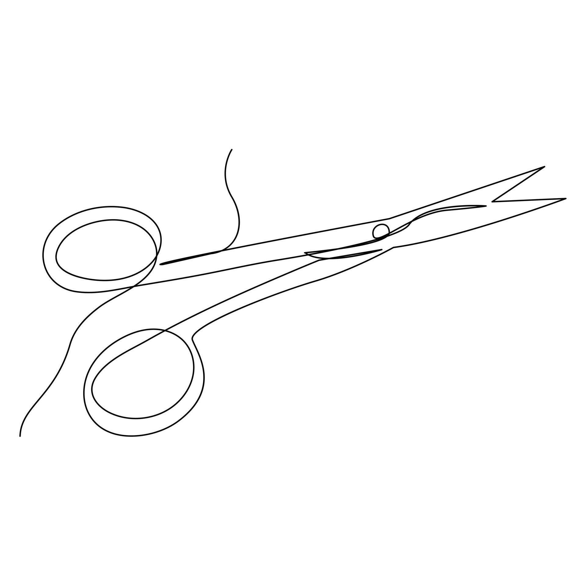 continuous single line drawing of scissors art drawing and illustration