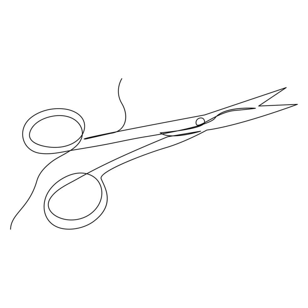continuous single line drawing of scissors art drawing and illustration scissors symbol concept design vector