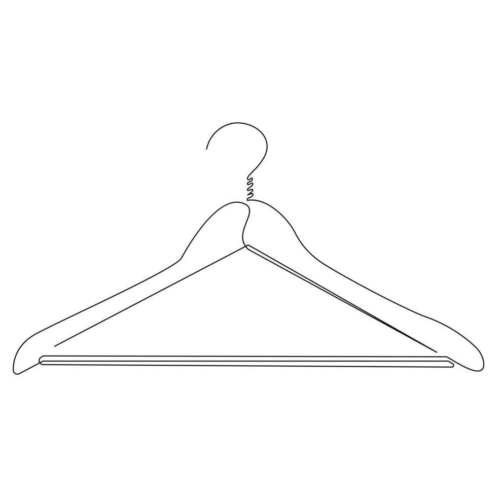 clothes hanger continuous single line outline vector art drawing and simple one line hanger minimalist design